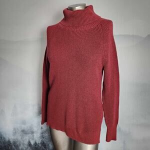 J. Crew Red Knit Turtleneck Ribbed Pullover Sweater | Women's Small